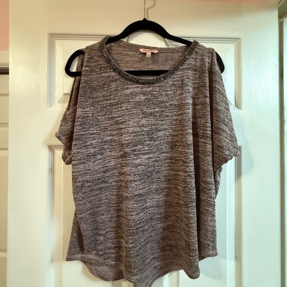 Juicy Couture Charcoal Beaded Short Sleeve Tee